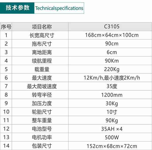 电动清水尘推车C3105